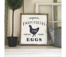 ARW Custom Wood Sign - Farm Fresh Eggs Name - 18"x21" Framed Wood Sign